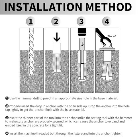 Party Animal Drop-in Anchors, 4PCs 5/8"-11 Zinc-Plated for Concrete, Secure Mounting, Industrial-Strength, Easy Installation - Internal Forced Expansion Screw Bolts for Solid Concrete in Kuwait