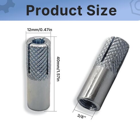 12 Pieces 3/8″-16 Inch Carbon Steel Knurled Drop in Anchor Expansion. Applicable to Solid Concrete. Internal Forced Expansion Bolts in Saudi Arabia