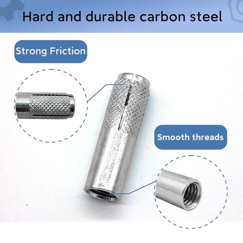 12 Pieces 3/8″-16 Inch Carbon Steel Knurled Drop in Anchor Expansion. Applicable to Solid Concrete. Internal Forced Expansion Bolts in Saudi Arabia