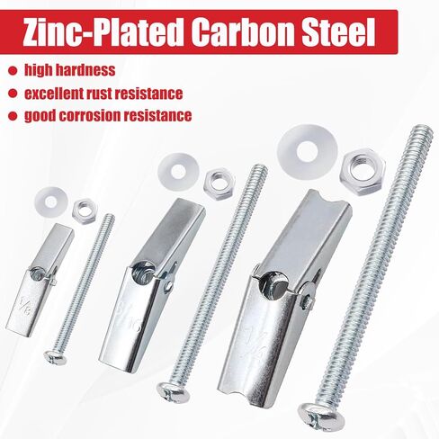 100Pcs Toggle Bolts Heavy Duty Drywall Anchors and Screws Kit, 3 Sizes 1/8" 3/16" 1/4" Hollow Wall Anchors, Toggle Bolts and Wing Nut Kit with Nuts Washers (25Sets) in Kuwait