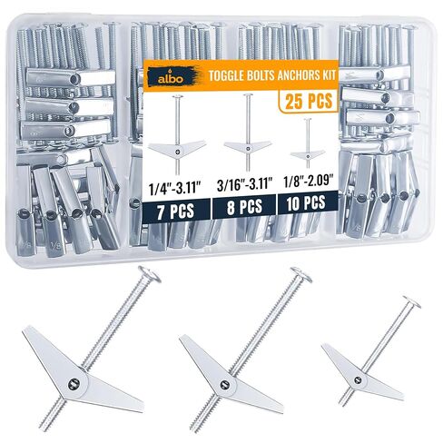 ALBO EZ Self-Drilling Drywall Toggle Anchors Kit – Heavy Duty Metal Anchors with Screws (10 Pack) – Holds Up to 100 lbs – Perfect Toggle Bolts for Drywall & Hollow Walls in Kuwait