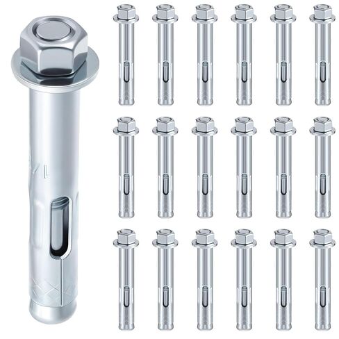 20 Pack 1/2 x 3-inch Sleeve Anchors for Concrete Hex Head Concrete Anchor Bolts Zinc Plated for Masonry Brick Heavy Duty Bolts Secure Fastening in Kuwait