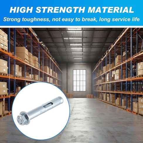 20 Pack 1/2 x 3-inch Sleeve Anchors for Concrete Hex Head Concrete Anchor Bolts Zinc Plated for Masonry Brick Heavy Duty Bolts Secure Fastening in Kuwait