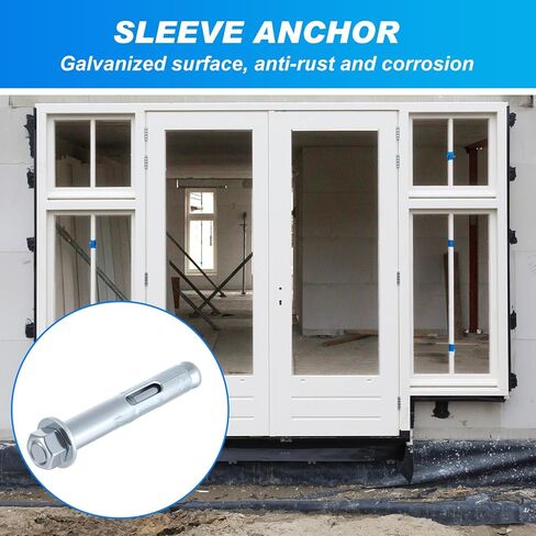 20 Pack 1/2 x 3-inch Sleeve Anchors for Concrete Hex Head Concrete Anchor Bolts Zinc Plated for Masonry Brick Heavy Duty Bolts Secure Fastening in Kuwait