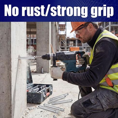 50 PCS 3/8" x 5" Flat Sleeve Anchor Zinc Plated for Heavy-Duty Fastening in Masonry, Brick, and Concrete in Kuwait