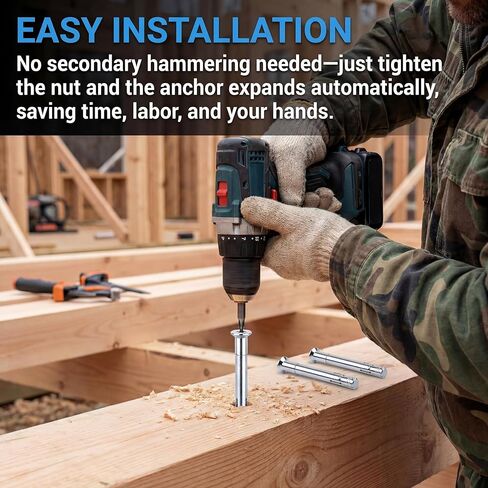 50 PCS 3/8" x 5" Flat Sleeve Anchor Zinc Plated for Heavy-Duty Fastening in Masonry, Brick, and Concrete in Kuwait