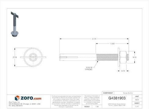 DIVERSIFIED FASTENING SYSTEMS GCPT56314 T Anchor, 5/16 x 3 1/4, PK4 in Saudi Arabia