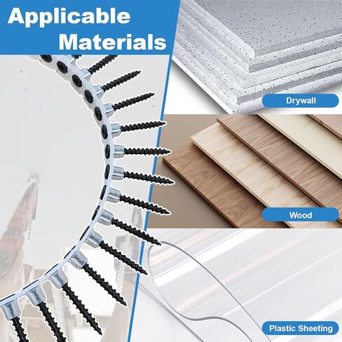 #6x1-5/8 براغي جدارية مجمعة، 1000 قطعة براغي خشبية مع محرك توركس، براغي جدارية سوداء مع نقطة حادة وخيط خشن، تتضمن لقمة نجمة 150 مم مجانًا in Kuwait
