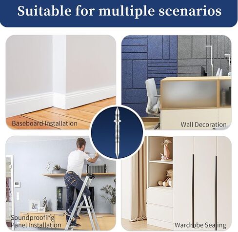 Upgraded Double Headed Skirting Seamless Nails, Double Sided Invisible Nail, No Mark nails with 2 Tools, for Furniture, MDF and Solid Wood Baseboards & Trim Casing Work - 1" x 0.39", 200PCS in Saudi Arabia