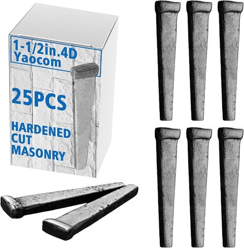 25pcs 4d(1-1/2") Hardened Cut Masonry Nail Forged Head Rose Nail Masonry Cutting Accessory for Concrete Brick Stone Heavy Duty Hardened Steel Construction for Professional DIY Use in Saudi Arabia