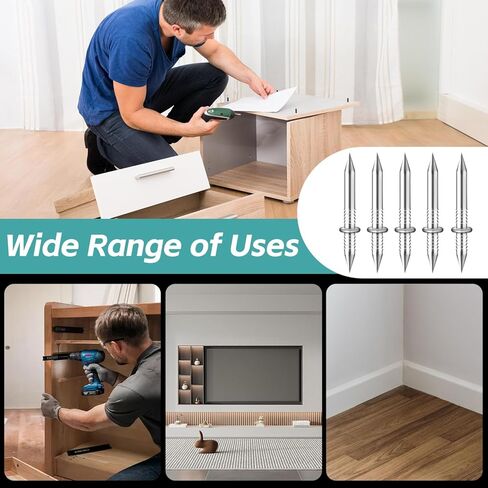 300 Count Double Headed Skirting Nails - Dual Direction Nails for Wooden Baseboards with Included Specific Sleeve Tool, Easy Mark-Free Installation in Saudi Arabia