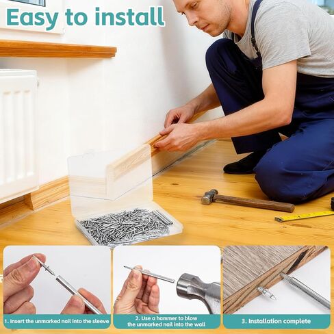 300 Count Double Headed Skirting Nails - Dual Direction Nails for Wooden Baseboards with Included Specific Sleeve Tool, Easy Mark-Free Installation in Saudi Arabia