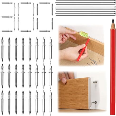 Baseboard Double Headed Nails: For Skirting Wood Trim Drywall - Rust-Resistant - No Drill - No Marks Includes 300 PCS Seamless Installation - 1 pair of hands 2 actions done in 3 seconds. in Kuwait