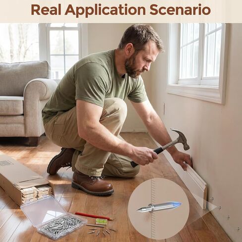 Baseboard Double Headed Nails: For Skirting Wood Trim Drywall - Rust-Resistant - No Drill - No Marks Includes 300 PCS Seamless Installation - 1 pair of hands 2 actions done in 3 seconds. in Kuwait