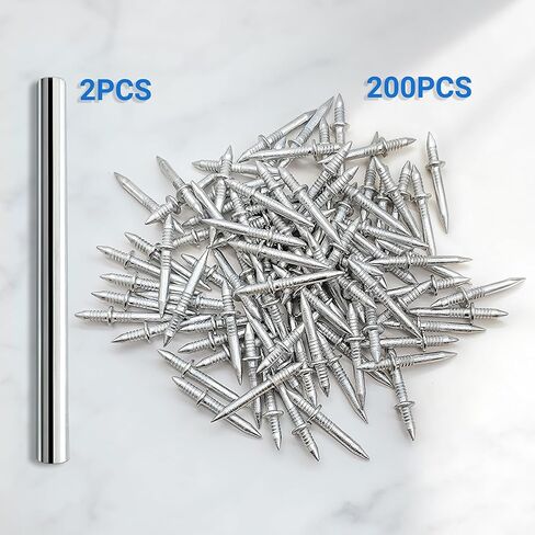 200PC DIY Double-Head Threaded Nails with 2 Tools, Invisible Double-Headed Trim & Skirting Nails for Baseboards - No Mark Floor Gap Fixer Kit, Double A Double-Sided Double-Threaded Nails in Saudi Arabia
