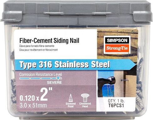 Simpson Strong-Tie T6PCS1 مسمار جانبي من الألياف الأسمنتية 2 بوصة × 0.120 بوصة النوع 316 الفولاذ المقاوم للصدأ (1 رطل) (عبوة من 10 قطع) in Saudi Arabia