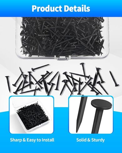 900 قطعة من مسامير سجاد التنجيد، 1 بوصة من مسامير الأثاث السوداء، مسامير تنجيد للأثاث، سلالم خشبية لتعليق الأحذية وتأمين المخططات واللافتات والتقويمات in Kuwait