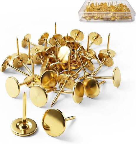 100 قطعة من مسامير الإبهام الذهبية شديدة التحمل، ومسامير بإبرة طويلة ودبابيس دفع ذهبية لديكور الحائط والمنزل، وأظافر السجاد، وTachuelas Para Pared in Kuwait