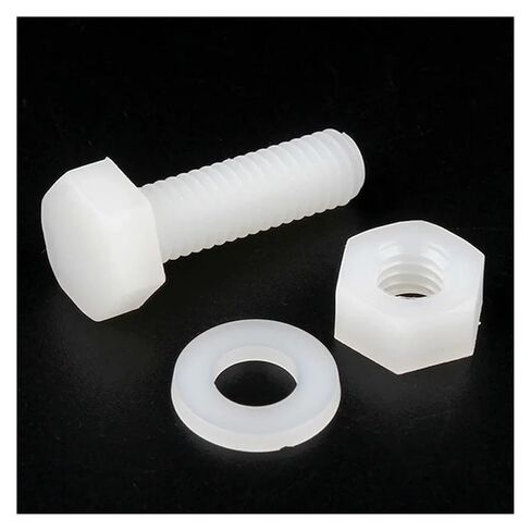 White Nylon External Hex Head Screws Nuts Washer Set M3M4M5M6M8M10M12 Plastic Hexagon Bolts for Heat/Electricity Insulation USE(M3x20mm-50Sets) in Saudi Arabia