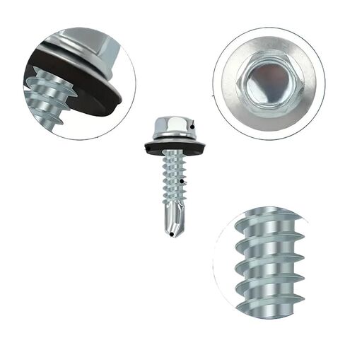 50 Sets of Heavy-Duty Stainless Steel Self-Tapping Screws and Rust-Proof with Washers, Suitable for Outdoor Metal in Saudi Arabia