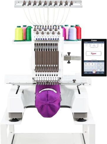 Ricoma Creator Single-Head Multi Needle Embroidery Machine for Crafters with Steel Embroidery Stand, Hoop and Cap Attachments, Chroma Digitizing Software, Lifetime Customer Support in Saudi Arabia