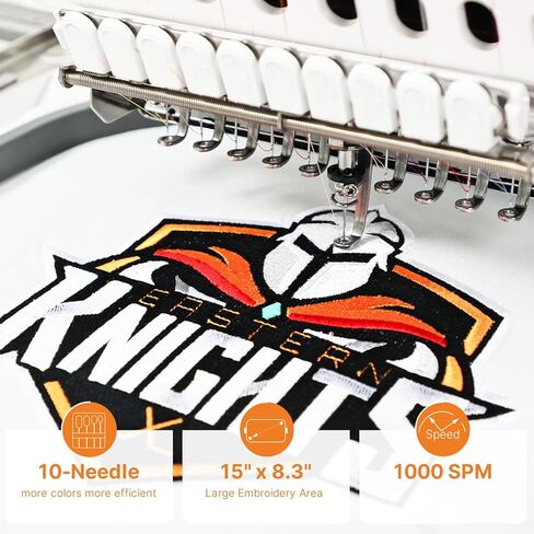 Ricoma Creator Single-Head Multi Needle Embroidery Machine for Crafters with Steel Embroidery Stand, Hoop and Cap Attachments, Chroma Digitizing Software, Lifetime Customer Support in Saudi Arabia