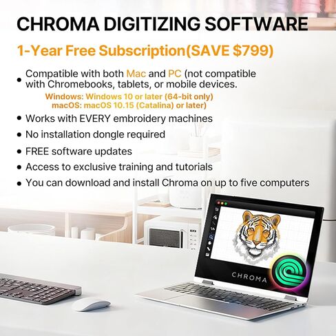 Ricoma Creator Single-Head Multi Needle Embroidery Machine for Crafters with Steel Embroidery Stand, Hoop and Cap Attachments, Chroma Digitizing Software, Lifetime Customer Support in Saudi Arabia