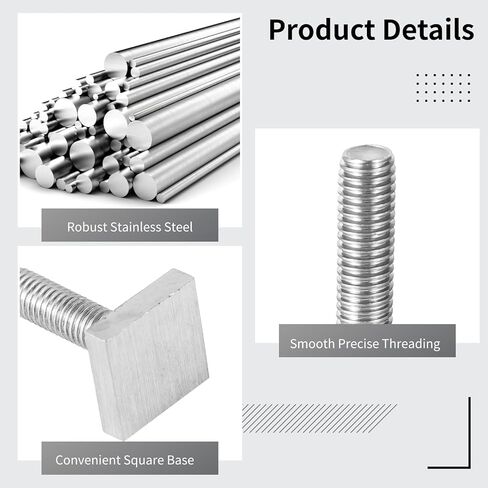 12 قطعة من مسامير T-Track، من الفولاذ المقاوم للصدأ M8×30 ​​مم (1.18 بوصة) مع غسالات وصواميل، وأربعة محولات براغي مربعة الرأس لرفوف دراجات الكاياك، وقضبان متقاطعة لرف السقف in Kuwait