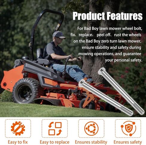 018-0004-00 مسمار لولبي سداسي الرأس، لـ Bad Boy 1/2-13 × 7 مسمار عجلة، مسمار تثبيت عجلة عالي القوة مضاد للصدأ - قطعتان﻿ in Kuwait