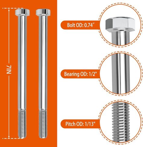 018-0004-00 مسمار لولبي سداسي الرأس، لـ Bad Boy 1/2-13 × 7 مسمار عجلة، مسمار تثبيت عجلة عالي القوة مضاد للصدأ - قطعتان﻿ in Kuwait