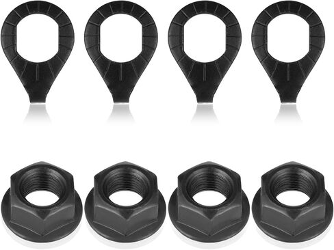 Bicycle Hub 3/8 Inch Black Flange Shaft Nut Kits, Bicycle Hub Flanged Axle Nut and Safety Washer Bicycles Wheel Axle Nuts with Front and Rear Bicycles Wheel Safety Washers, Black BicycleHub Parts in Saudi Arabia