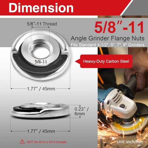 قطعتان من صواميل شفة طاحونة زاوية 5/8-11 مع خيط 5/8-11 بوصة، شفة معدنية شديدة التحمل بقفل سريع التغيير لتأمين أقراص الطحن على مطاحن الزاوية القياسية in Kuwait