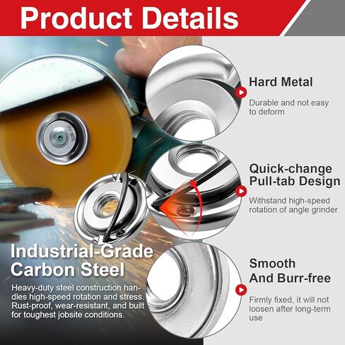 قطعتان من صواميل شفة طاحونة زاوية 5/8-11 مع خيط 5/8-11 بوصة، شفة معدنية شديدة التحمل بقفل سريع التغيير لتأمين أقراص الطحن على مطاحن الزاوية القياسية in Kuwait