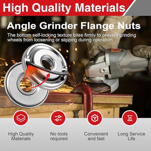 قطعتان من صواميل شفة طاحونة زاوية 5/8-11 مع خيط 5/8-11 بوصة، شفة معدنية شديدة التحمل بقفل سريع التغيير لتأمين أقراص الطحن على مطاحن الزاوية القياسية in Kuwait