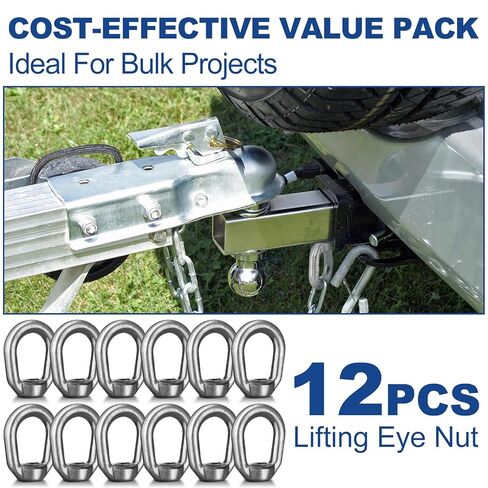 Frienda 12 Pcs 5/8" Heavy Duty Lifting Eye Nut Hot Dip Galvanized Drop Forged Steel Threaded Fastener UNC Standard Ring Shape Lifting Wll 3600 Lbs in Saudi Arabia