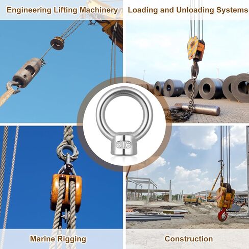 30 Pcs 1/4" UNC Marine Stainless Steel 316 Lifting Eye Nut Bulk Hardware Ring Shaped Eye Bolt for Engineering Construction and Industrial in Kuwait