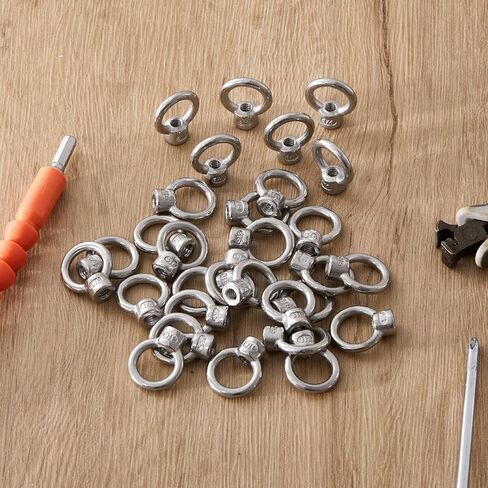 30 Pcs 1/4" UNC Marine Stainless Steel 316 Lifting Eye Nut Bulk Hardware Ring Shaped Eye Bolt for Engineering Construction and Industrial in Kuwait