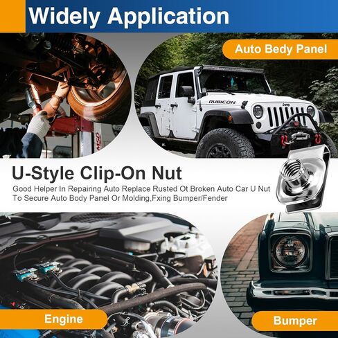 صواميل بمشبك 1/4 بوصة - 20 حرف U، صواميل مشبكة من الفولاذ المقاوم للصدأ 304 على شكل حرف U للوحة باب السيارة ولوحة القيادة، 10 عبوات in Kuwait