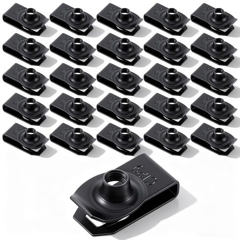 25 Pcs Extruded U-Type Nuts, M6 Bumper Fender U Style Clips Black Spring Nut Fasteners Hardware Nuts for Automotive Metal Fender Grill Retainer Clips 1/4''-20 Thread in Saudi Arabia