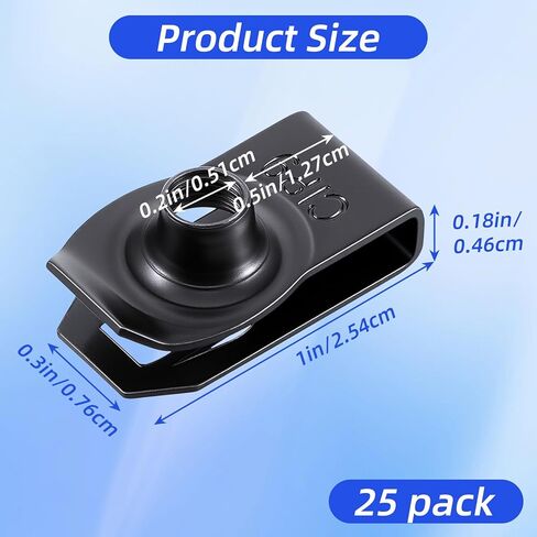 25 Pcs Extruded U-Type Nuts, M6 Bumper Fender U Style Clips Black Spring Nut Fasteners Hardware Nuts for Automotive Metal Fender Grill Retainer Clips 1/4''-20 Thread in Saudi Arabia