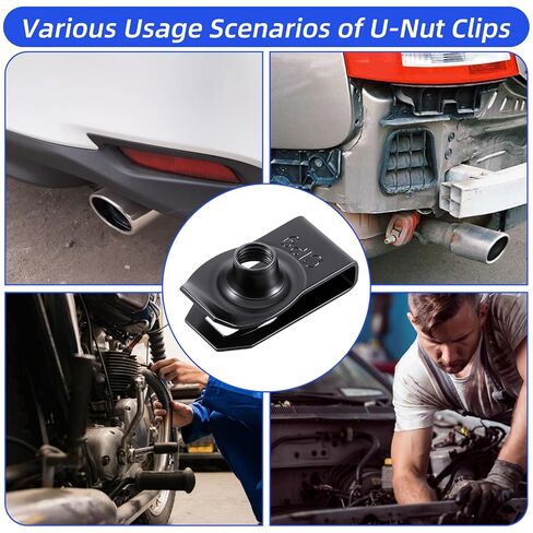 25 Pcs Extruded U-Type Nuts, M6 Bumper Fender U Style Clips Black Spring Nut Fasteners Hardware Nuts for Automotive Metal Fender Grill Retainer Clips 1/4''-20 Thread in Saudi Arabia