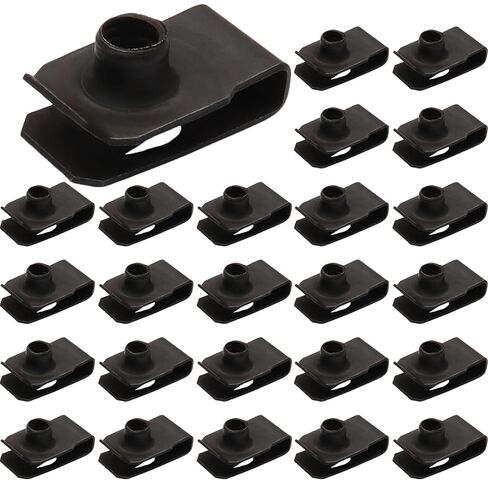 25 Pcs M6 U Clip Nuts, Extruded Bumper Fender Nuts, Manganese Steel U Clips Black Fasteners for Automotive Metal Fender Grill Retainer Clips in Saudi Arabia