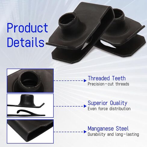 25 Pcs M6 U Clip Nuts, Extruded Bumper Fender Nuts, Manganese Steel U Clips Black Fasteners for Automotive Metal Fender Grill Retainer Clips in Saudi Arabia