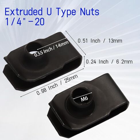 25 Pcs M6 U Clip Nuts, Extruded Bumper Fender Nuts, Manganese Steel U Clips Black Fasteners for Automotive Metal Fender Grill Retainer Clips in Saudi Arabia