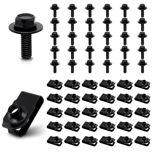 30 قطعة من صواميل M6-1.0، صواميل سرعة بمشبك على شكل حرف U من الفولاذ الكربوني للسيارات باللون الأسود، 1/4 بوصة - 20 صواميل من النوع U المبثوقة لمصدات السيارات in Kuwait