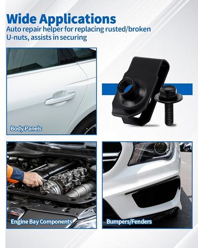 30 قطعة من صواميل M6-1.0، صواميل سرعة بمشبك على شكل حرف U من الفولاذ الكربوني للسيارات باللون الأسود، 1/4 بوصة - 20 صواميل من النوع U المبثوقة لمصدات السيارات in Kuwait