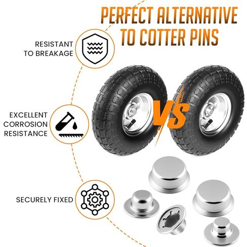 40Pcs Push on Pushnut Cap | 1/2", 1/4", 5/16", 3/8", 2/5" Axle Fastener Nut Caps | for Lawn Wagons, Hand Trucks, Rolling Bins | Ideal Replacement for Cotter Pins in Saudi Arabia