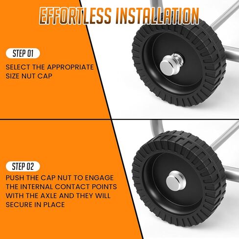 40Pcs Push on Pushnut Cap | 1/2", 1/4", 5/16", 3/8", 2/5" Axle Fastener Nut Caps | for Lawn Wagons, Hand Trucks, Rolling Bins | Ideal Replacement for Cotter Pins in Saudi Arabia