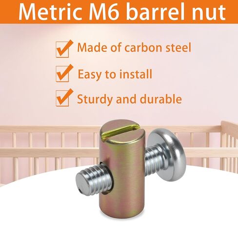 77 Pcs M6 Barrel Nuts, Cross Dowel Joint Nuts, Metric Slotted Barrel Nut Set, Hammer Embedded Nut for Bed Crib and Chairs Furniture Replacement Parts in Kuwait