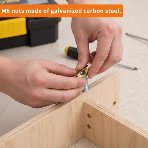 77 Pcs M6 Barrel Nuts, Cross Dowel Joint Nuts, Metric Slotted Barrel Nut Set, Hammer Embedded Nut for Bed Crib and Chairs Furniture Replacement Parts in Kuwait